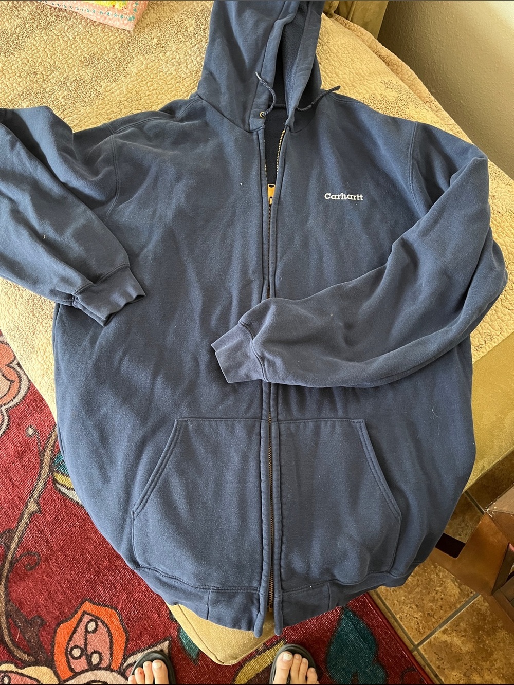 Carhartt Men’s Dark Navy Full-Zip Hooded Sweatshirt XL Tall